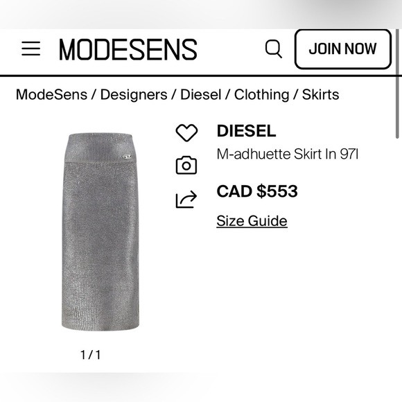 Diesel Silver Wool Knit M-Adhuette Skirt Size M - Picture 16 of 16